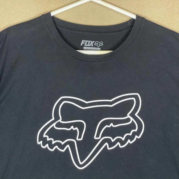 Fox T-Shirt Adult 2XL XXL Black Big Fox Crew Neck Cotton‎ Short Sleeve Mens - Picture 2 of 7
